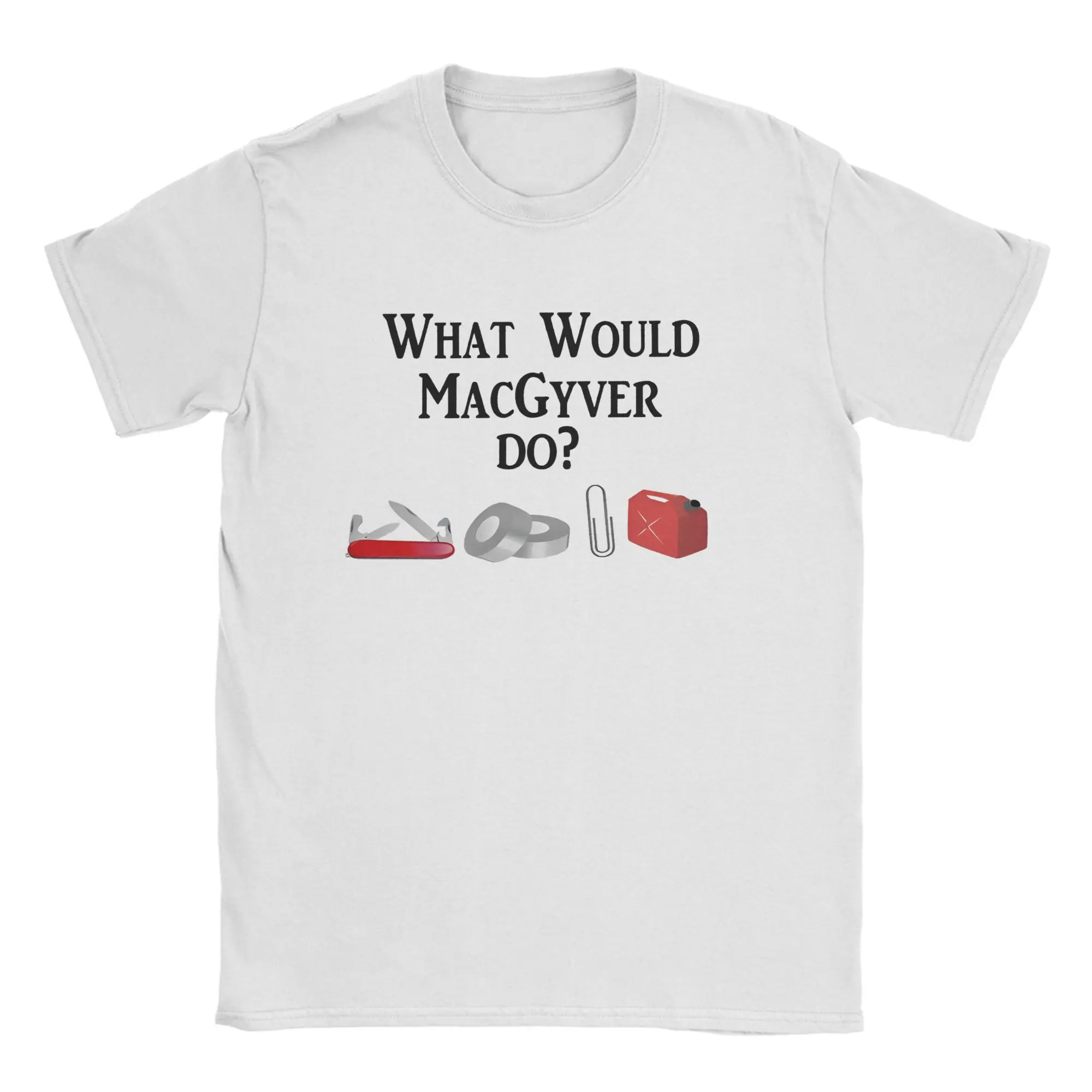 MacGyver School Ingenuity T-Shirt for Men Army Knife Paper Clip Tape Humorous Cotton Tees Round Collar T Shirt Party Clothes
MacGyver School Ingenuity T-Shirt for Men Army Knife Paper Clip Tape Humorous Cotton Tees Round Collar T Shirt Party Clothes