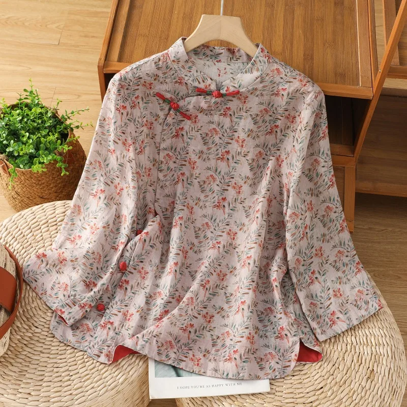 Chinese Style Women's Blouses Printed Vintage Shirts Fashion Loose Summer Clothing Short Sleeved Cotton Linen Women Tops
Chinese Style Women's Blouses Printed Vintage Shirts Fashion Loose Summer Clothing Short Sleeved Cotton Linen Women Tops