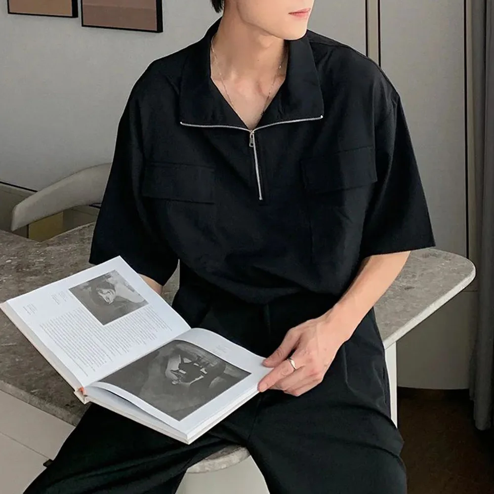 Mens T-Shirt Half Zipper Pocket Casual T-Shirt Summer Casual Temperament Solid Color Simple Short-Sleeve Top Men'S Clothing 2024
Mens T-Shirt Half Zipper Pocket Casual T-Shirt Summer Casual Temperament Solid Color Simple Short-Sleeve Top Men'S Clothing 2024