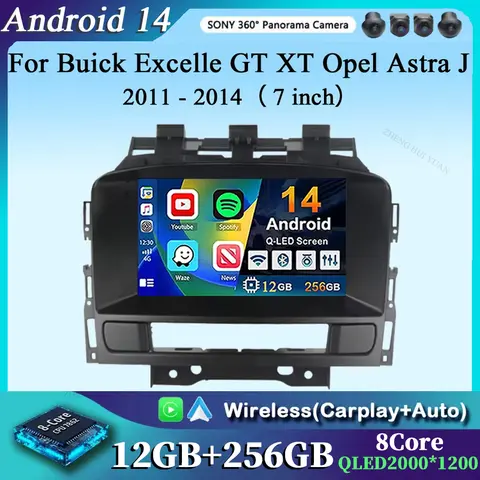 Reproductor Multimedia para coche, Radio estéreo con Android 14, Carplay, para Buick Excelle GT XT Opel Astra J 2011 2012 2013 2014