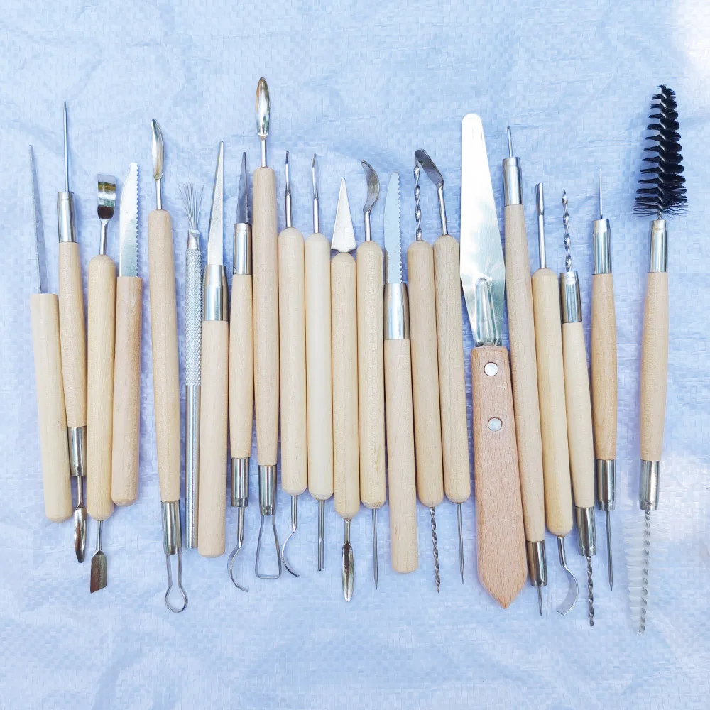 22pcs Wooden Handle Cutting Knifes for Carving Modeling Art Soft Clay Tool Kit Trimming Shped Sculpting Ceramics Tools
22pcs Wooden Handle Cutting Knifes for Carving Modeling Art Soft Clay Tool Kit Trimming Shped Sculpting Ceramics Tools