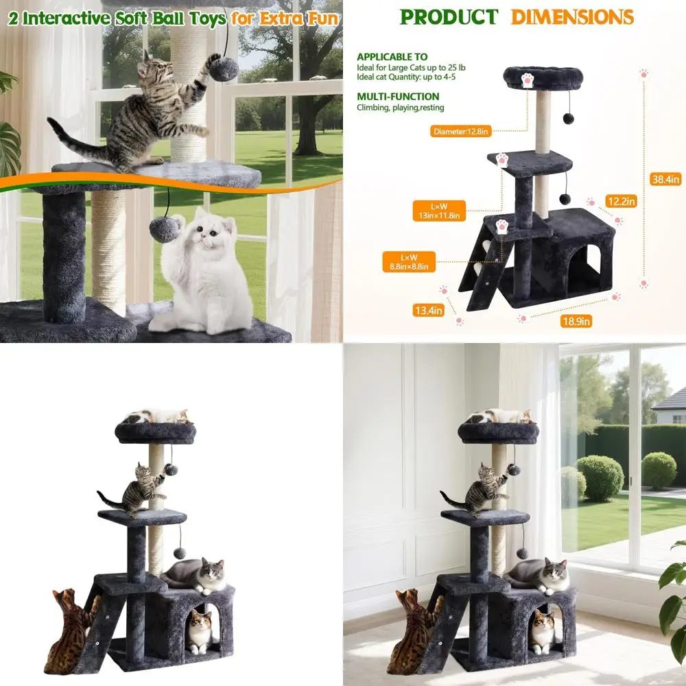 Современная большая кошачья лестница-шермахер с лазательной лестницей, стойкой для когтей, шариком, плюшевым домиком, многоуровневая, темно-серая, для домашних кошек
Современная большая кошачья лестница-шермахер с лазательной лестницей, стойкой для когтей, шариком, плюшевым домиком, многоуровневая, темно-серая, для домашних кошек