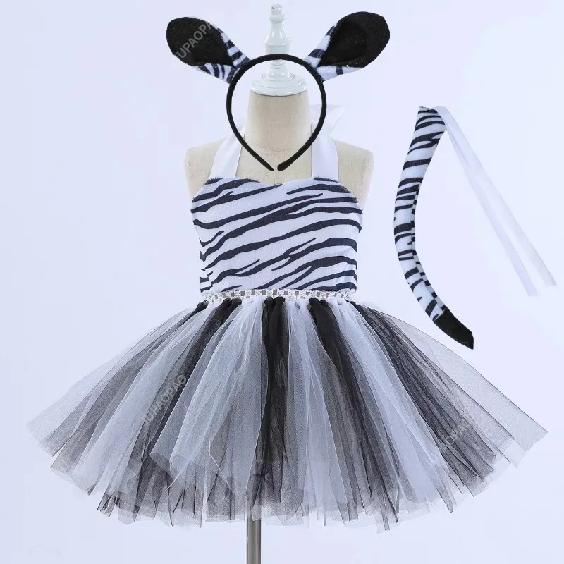 Kids Girls Halloween Dress Up Cosplay Animal Theme Party Zebra Handmade Mesh Tutu Dress With Matching Hair Hoop Tail
Kids Girls Halloween Dress Up Cosplay Animal Theme Party Zebra Handmade Mesh Tutu Dress With Matching Hair Hoop Tail