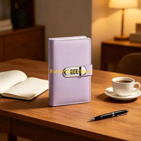 W89C 100 Pockets Cash Organiser Notebook Password Lock Money Collection Album for Cash Bill Receipts Vouchers Management
