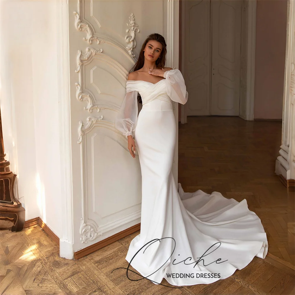 QICHE Classic Long Sleeves Off The Shoulder Mermaid Wedding Dress Sweetheart Open Back Vestidos De Noiva Bridal Gown Customized
QICHE Classic Long Sleeves Off The Shoulder Mermaid Wedding Dress Sweetheart Open Back Vestidos De Noiva Bridal Gown Customized