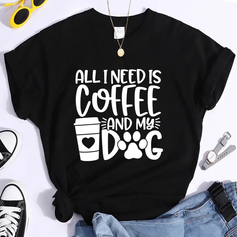 Fun ALL I NEEDIS COFFEE AND MY DOG Printed T-Shirt Women's Personalized Summer Fashion Cool Round Neck T-Shirt Top
Fun ALL I NEEDIS COFFEE AND MY DOG Printed T-Shirt Women's Personalized Summer Fashion Cool Round Neck T-Shirt Top