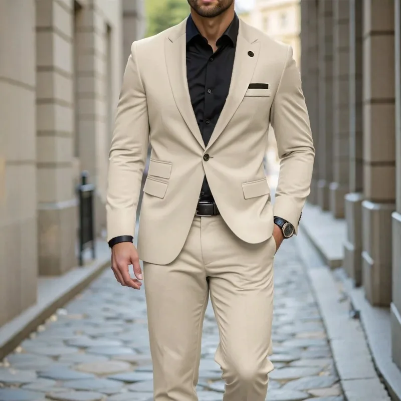 KIDWHXR Man 2-piece Suit Set British Style Turn Down Collar Blazer Men Straight-leg Pant Male Wedding Business Casual Outfit
KIDWHXR Man 2-piece Suit Set British Style Turn Down Collar Blazer Men Straight-leg Pant Male Wedding Business Casual Outfit
