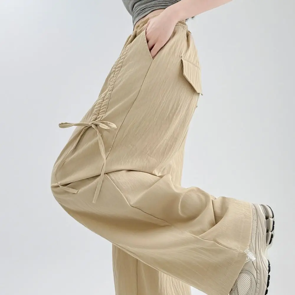 Fashion Baggy Straight Leg Pants High Waist Drawstring Women Casual Pants Trousers Lace Up Bowknot Wide Leg Loose Pants Female
Fashion Baggy Straight Leg Pants High Waist Drawstring Women Casual Pants Trousers Lace Up Bowknot Wide Leg Loose Pants Female