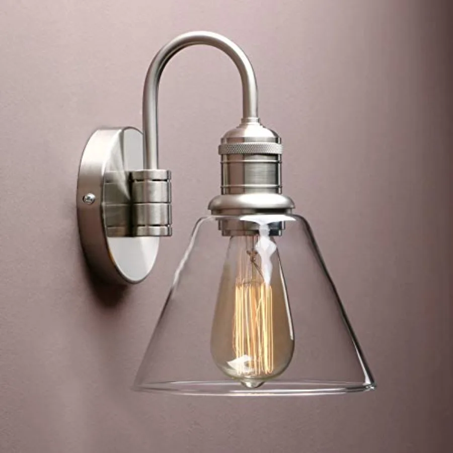 1-Light Brass Modern Vintage Indoor Wall Sconce Vanity Single Luxury Hardwired Retro Textured Clear Funnel Flared Glass Shade w
1-Light Brass Modern Vintage Indoor Wall Sconce Vanity Single Luxury Hardwired Retro Textured Clear Funnel Flared Glass Shade w