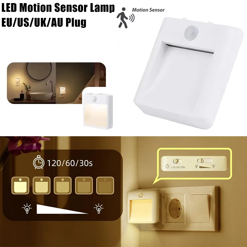 Motion Sensor Night Light Plug in Auto Off Timer 5 Level Dimmable Motion Sensor LED Lamp Soft Warm Light for Hallway Bathroom
Motion Sensor Night Light Plug in Auto Off Timer 5 Level Dimmable Motion Sensor LED Lamp Soft Warm Light for Hallway Bathroom 