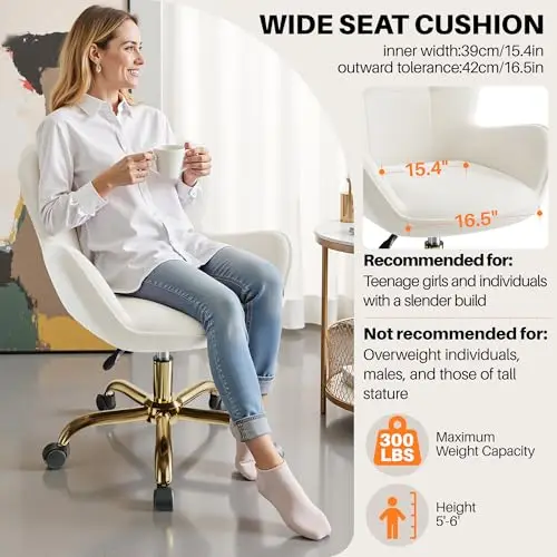 White Velvet Swivel Desk Chair With Adjustable Height And Rolling Casters For Bedroom Makeup Or Home Office Use
White Velvet Swivel Desk Chair With Adjustable Height And Rolling Casters For Bedroom Makeup Or Home Office Use