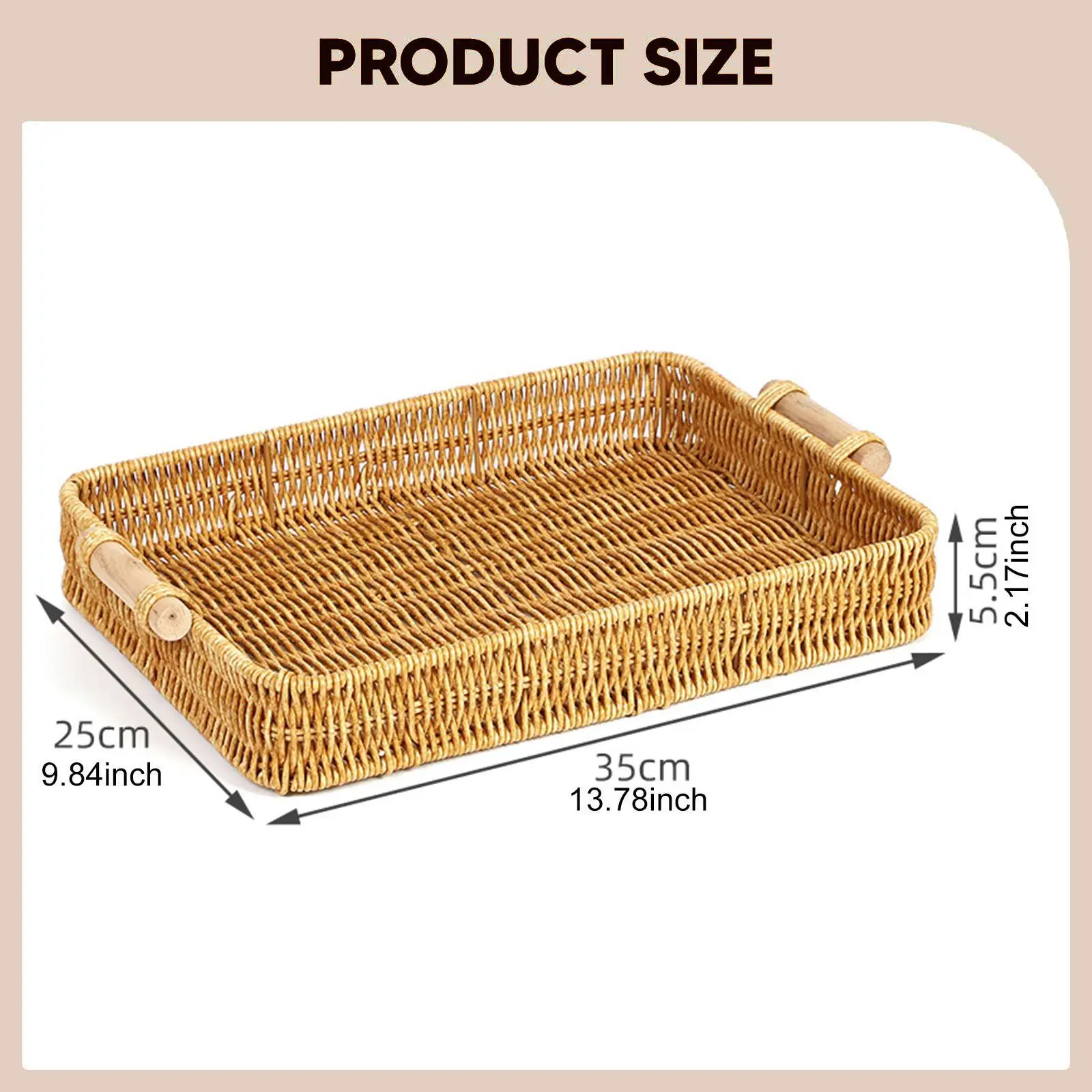 Woven Storage Basket with Handles Serving Tray Handwoven Platter Bread Basket for Desktop Kitchen Party Coffee Table Decor
Woven Storage Basket with Handles Serving Tray Handwoven Platter Bread Basket for Desktop Kitchen Party Coffee Table Decor
