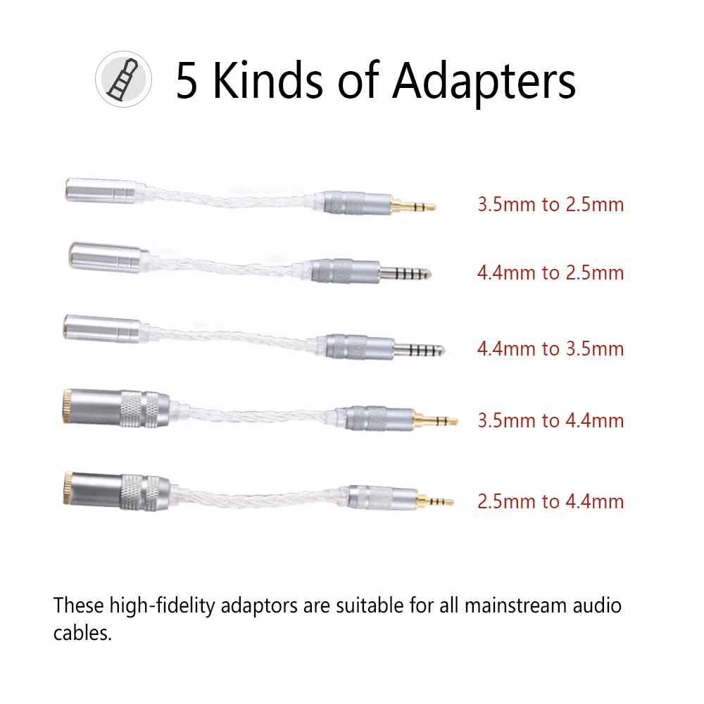 8-core Silver-Plated HIFI Audio Upgrade Balance Cable Adapter Male 4.4 mm to 3.5mm to 2.5mm Female Headphone Conversion Wires
8-core Silver-Plated HIFI Audio Upgrade Balance Cable Adapter Male 4.4 mm to 3.5mm to 2.5mm Female Headphone Conversion Wires