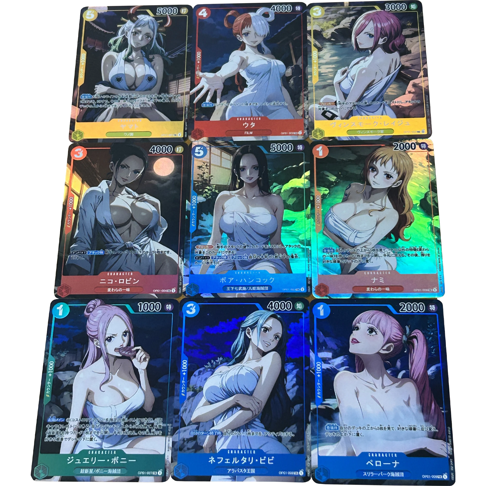 9Pcs/set Diy Self Made ONE PIECE Flash Cards Nami Yamato Hancock Uta Reiju Bath Towel Series Gift Toy Game Anime Collection Card
9Pcs/set Diy Self Made ONE PIECE Flash Cards Nami Yamato Hancock Uta Reiju Bath Towel Series Gift Toy Game Anime Collection Card