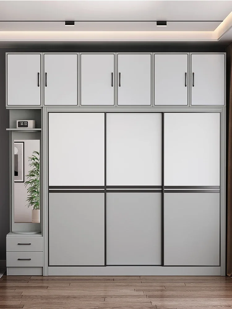 Modern minimalist and simple sliding door, bedroom with dressing mirror, wardrobe, small unit
Modern minimalist and simple sliding door, bedroom with dressing mirror, wardrobe, small unit