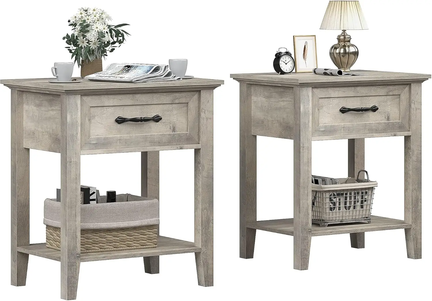 GAOMON Set of 2 Grey Nightstands End Table Side Table Living Room with Drawer and Storage Shelf Wood Night Stand Bedside
GAOMON Set of 2 Grey Nightstands End Table Side Table Living Room with Drawer and Storage Shelf Wood Night Stand Bedside