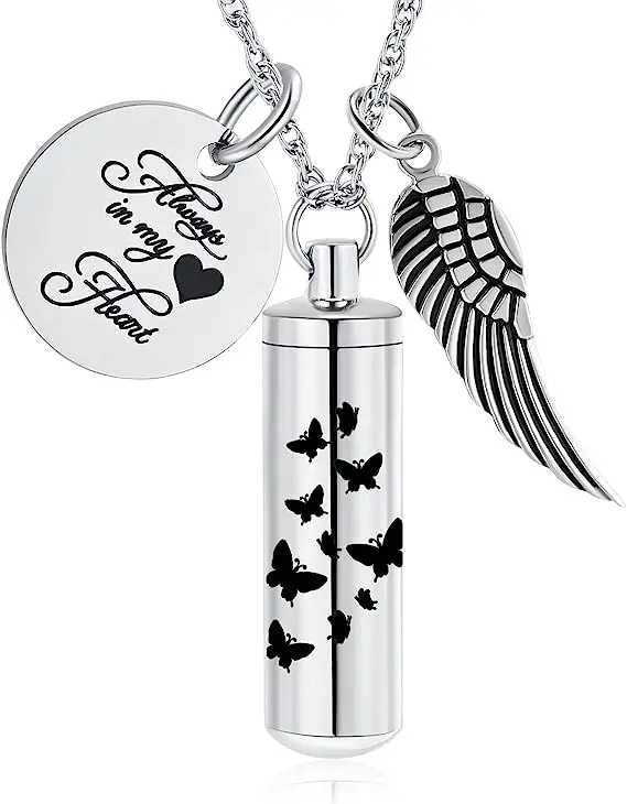 Butterfly Cylinder Stainless Steel Cremation Jewelry For Ashes Of Loved ones Pet Keepskae Memorial Urn Necklace Pendant
Butterfly Cylinder Stainless Steel Cremation Jewelry For Ashes Of Loved ones Pet Keepskae Memorial Urn Necklace Pendant