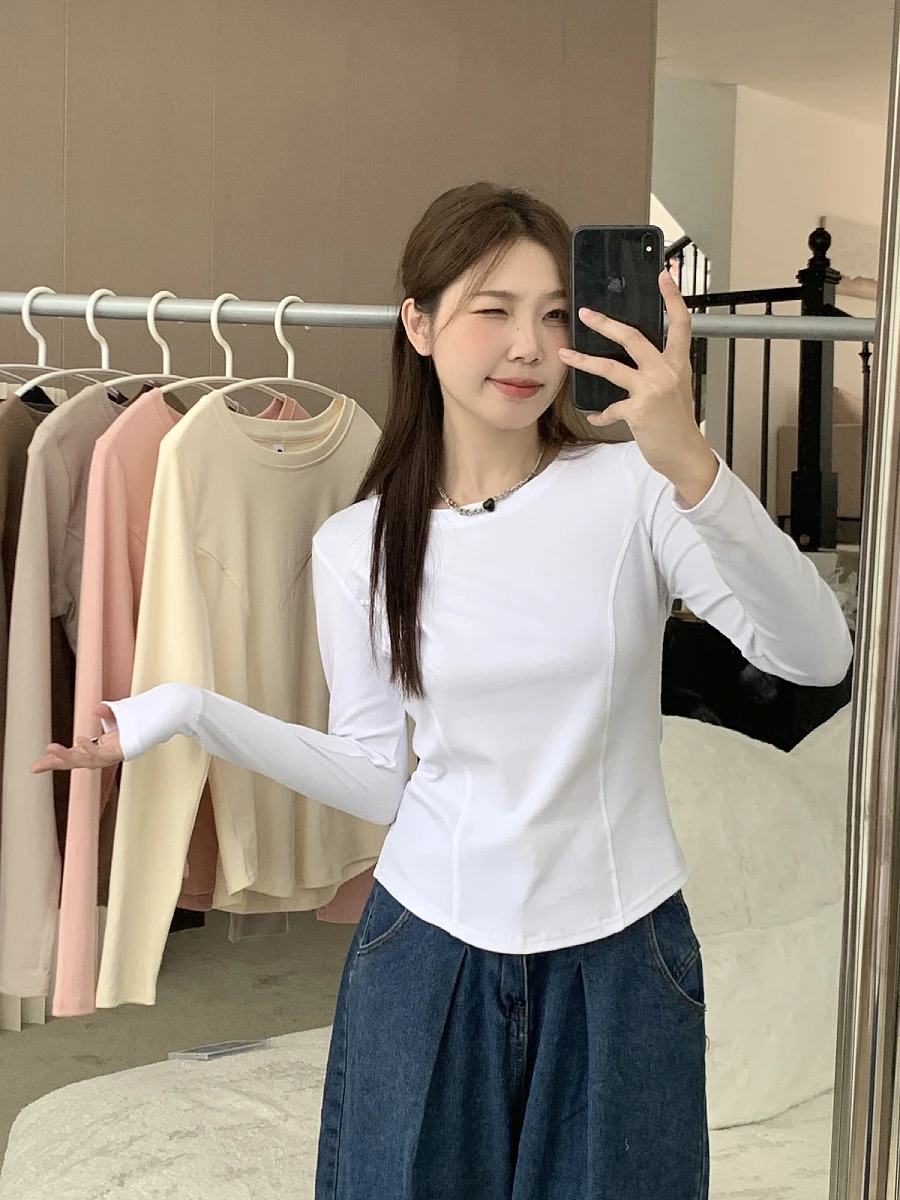 Женская корейская приталенная футболка больших размеров с длинным рукавом, базовый слой, модная, осенняя, универсальная, для повседневной носки, ветрозащитная
Женская корейская приталенная футболка больших размеров с длинным рукавом, базовый слой, модная, осенняя, универсальная, для повседневной носки, ветрозащитная