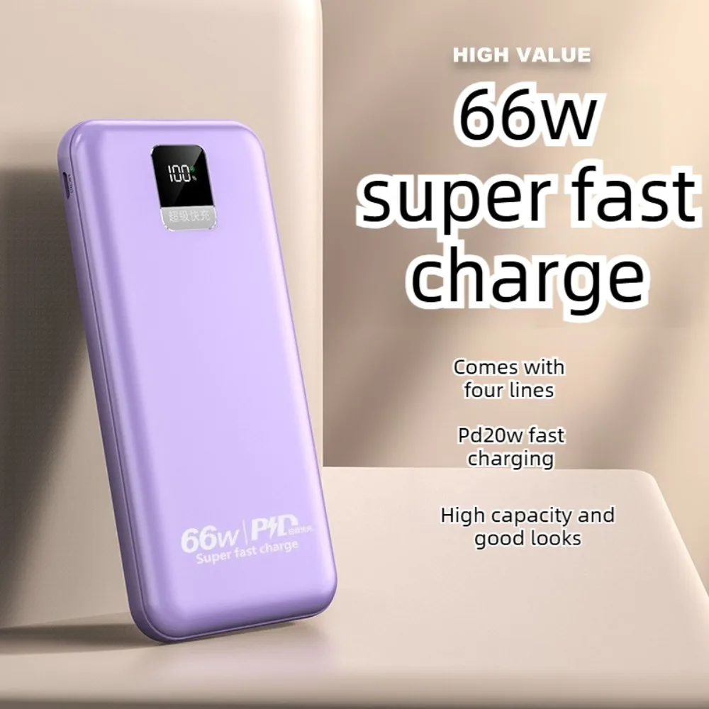 66W Super Fast Charge Power Bank 20000mAh Built-in Cable Portable External Battery
66W Super Fast Charge Power Bank 20000mAh Built-in Cable Portable External Battery