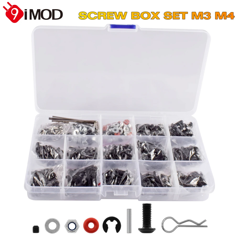 9IMOD Screws Box Set 2 Sizes M3/M4 For 1/8 1/10 HSP Traxxas TRX-4 TRX-6 Tamiya CFX MST HPI Kyosho D90 Scx10 D110 AXIAL D110
9IMOD Screws Box Set 2 Sizes M3/M4 For 1/8 1/10 HSP Traxxas TRX-4 TRX-6 Tamiya CFX MST HPI Kyosho D90 Scx10 D110 AXIAL D110