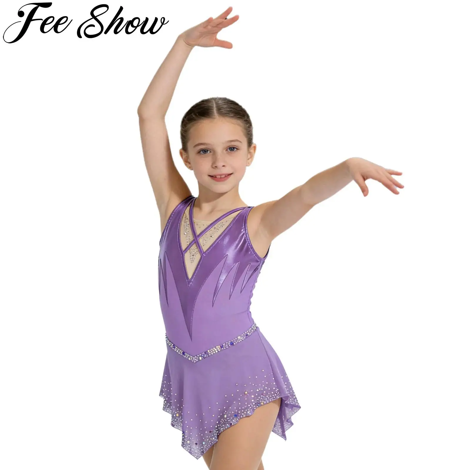 Kids Girls Figure Skating Artistic Gymnastics Performance Costume Ballet Jersey Leotard Sleeveless Rhinestone Mesh Tutu Dress
Kids Girls Figure Skating Artistic Gymnastics Performance Costume Ballet Jersey Leotard Sleeveless Rhinestone Mesh Tutu Dress