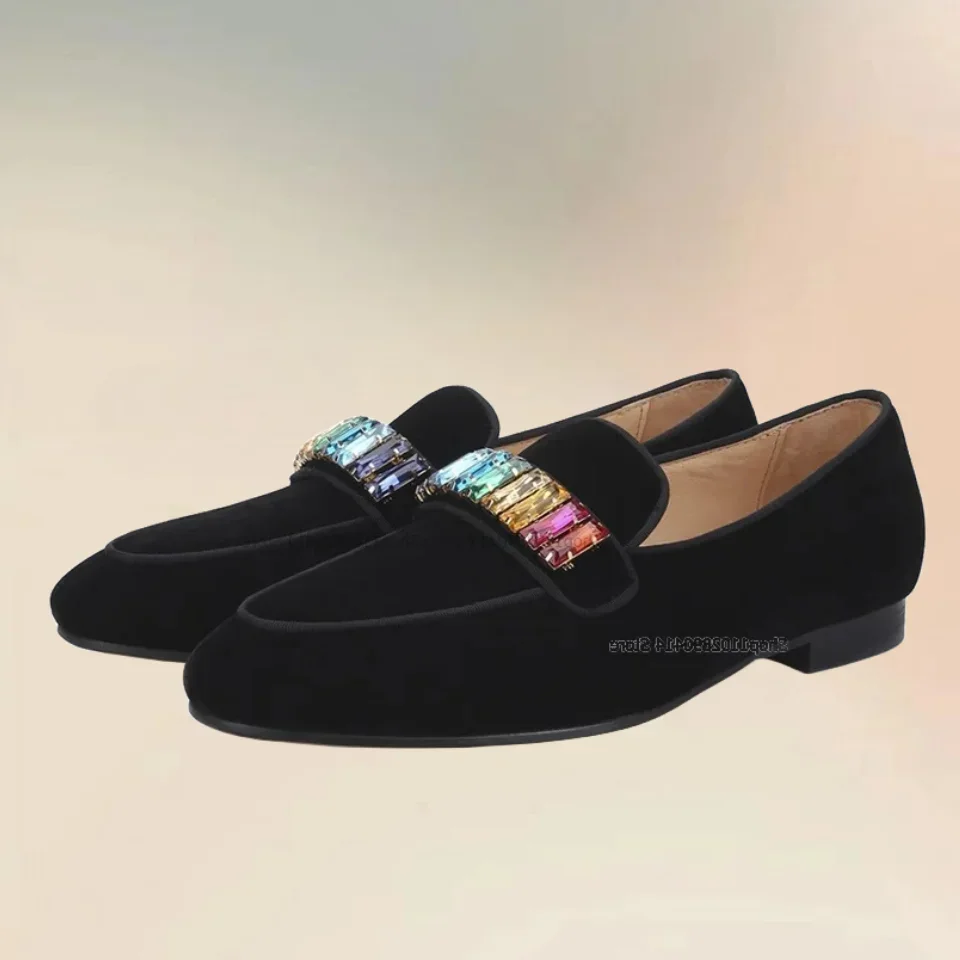 Colorful Crystal Decor Black Flock Men Loafers Fashion Comfort Slip On Men Casual Shoes Handcraft Party Banquet Men Dress Shoes
Colorful Crystal Decor Black Flock Men Loafers Fashion Comfort Slip On Men Casual Shoes Handcraft Party Banquet Men Dress Shoes