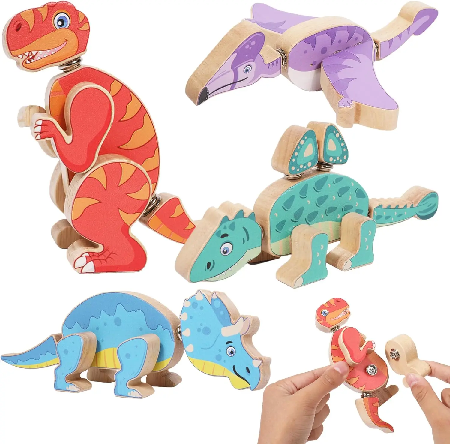 Dinosaur Wooden Building Blocks, Montessori Snap Together Dino Toys, STEM Educational Fine Motor Skill Learning Gifts for Kids 3
Dinosaur Wooden Building Blocks, Montessori Snap Together Dino Toys, STEM Educational Fine Motor Skill Learning Gifts for Kids 3