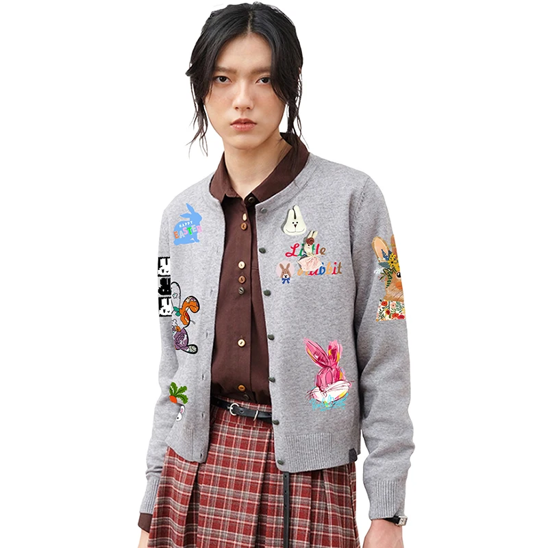 Dog Bear Elephant Rabbit Goose Doll Brooch Women Cardigan Animal Graphics Printing Round Neck Wool Button Long Sleeves Sweater
Dog Bear Elephant Rabbit Goose Doll Brooch Women Cardigan Animal Graphics Printing Round Neck Wool Button Long Sleeves Sweater