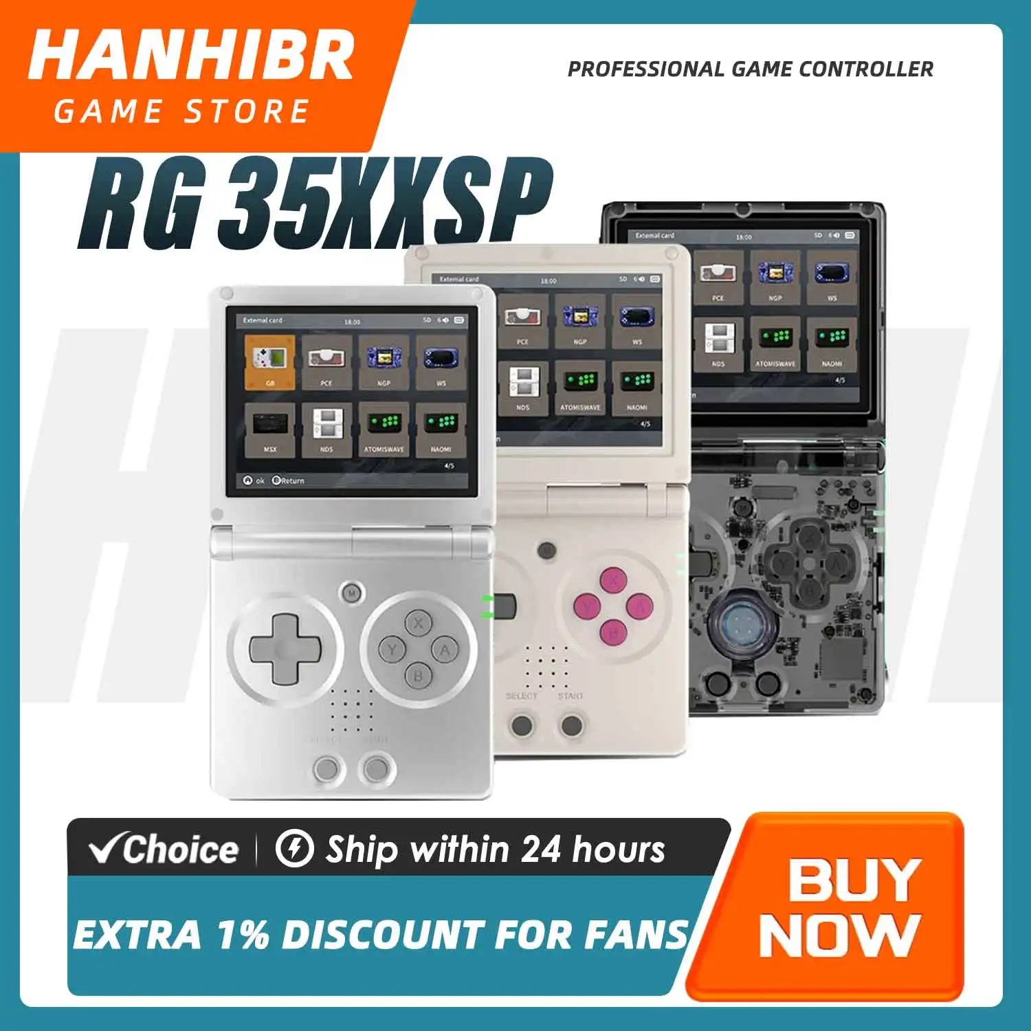 ANBERNIC RG35XXSP Portable Flip Retro Handheld Game Console 3.5'' IPS Linux OS 3300mAh Portable Video Game Console Portable
ANBERNIC RG35XXSP Portable Flip Retro Handheld Game Console 3.5'' IPS Linux OS 3300mAh Portable Video Game Console Portable