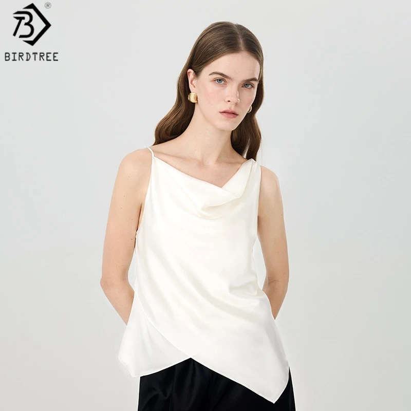 Birdtree, 90% Real Silk 10% Spandex Tank Top, Swinging Neck Sleeveless Vest, Women Solid Elegant Tops, 2026 Summer New T66218JF
Birdtree, 90% Real Silk 10% Spandex Tank Top, Swinging Neck Sleeveless Vest, Women Solid Elegant Tops, 2026 Summer New T66218JF