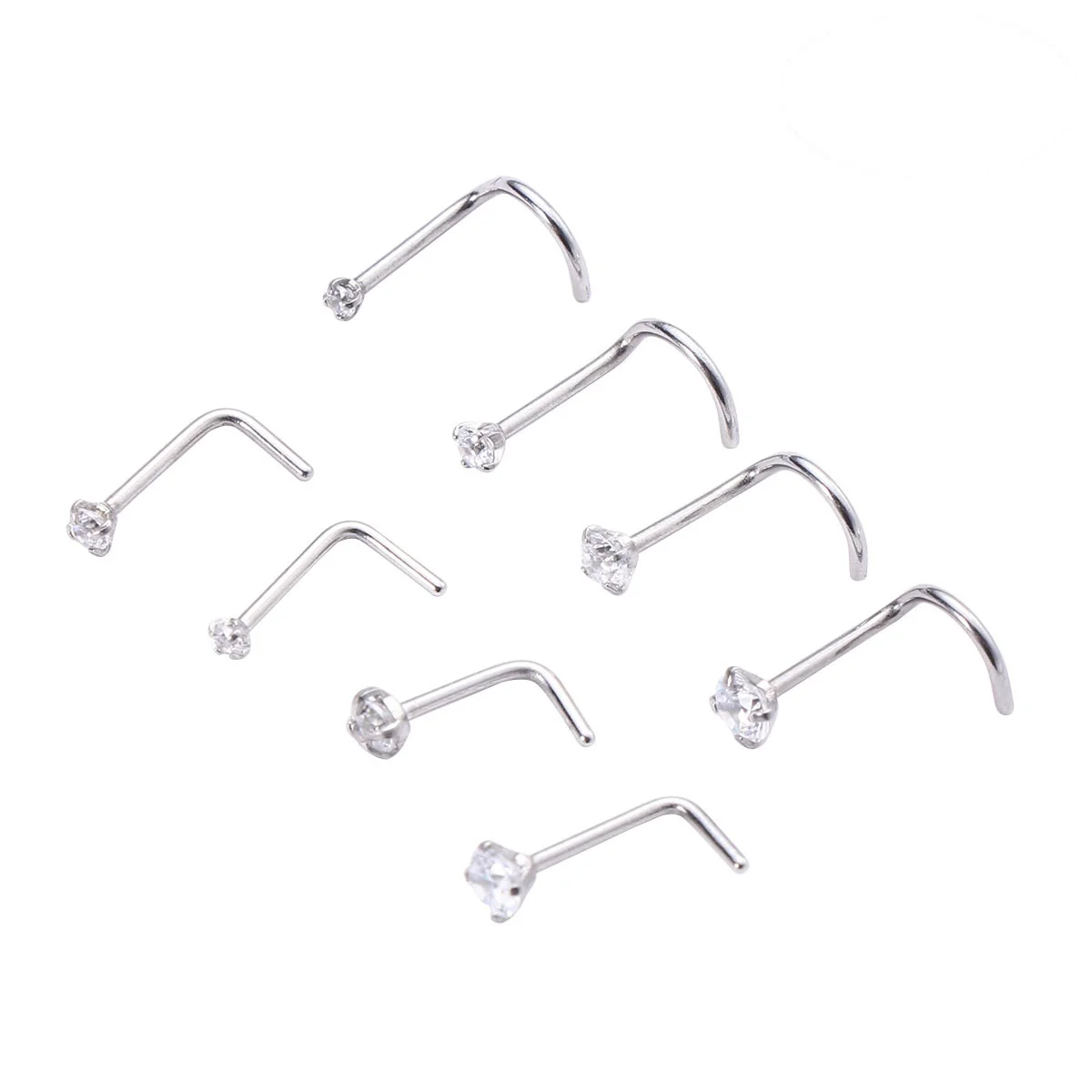 8Pcs Stainless Steel Rhinestone Nose Studs Safe Painless for Banquets Men Women Piercing Jewelry Crystal Nose Piercing Jewelry
8Pcs Stainless Steel Rhinestone Nose Studs Safe Painless for Banquets Men Women Piercing Jewelry Crystal Nose Piercing Jewelry