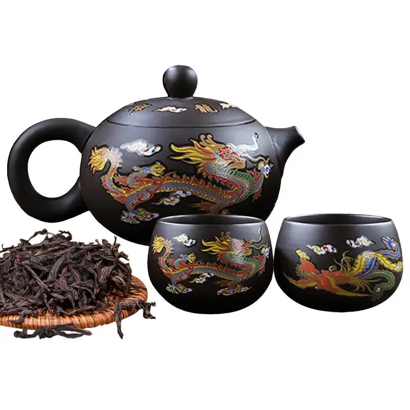 Chinese Tea Set Handmade Dragon And Phoenix Design Pot Meaningful Ergonomic Tea Set Color Changing Kettle With 2 Tea Cups For
Chinese Tea Set Handmade Dragon And Phoenix Design Pot Meaningful Ergonomic Tea Set Color Changing Kettle With 2 Tea Cups For