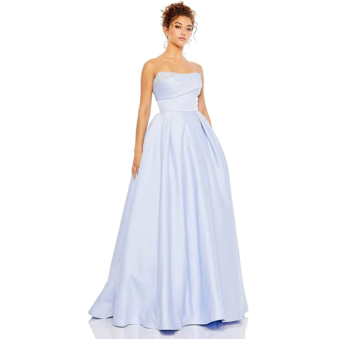 Satin Strapless A-line Evening Dresses With Sequins Elegant Backless Zipper Floor-Length Prom Dress Women's Wedding Party Gowns
Satin Strapless A-line Evening Dresses With Sequins Elegant Backless Zipper Floor-Length Prom Dress Women's Wedding Party Gowns