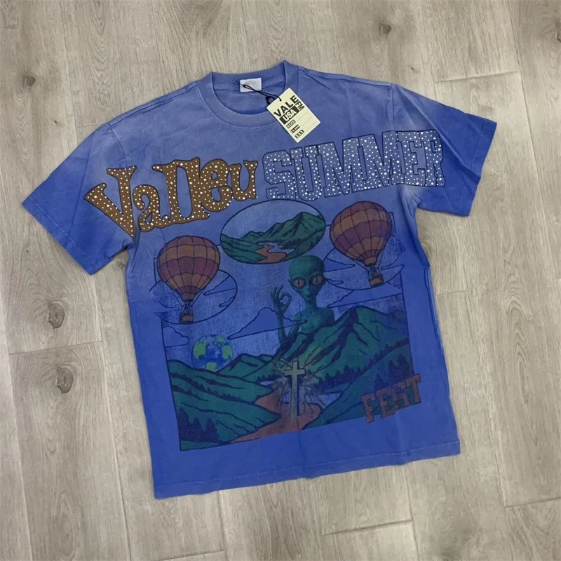 VALLEY Summer T-Shirts Washed Pure Cotton Hot Drill Letter Oversized Vale Men's Short Sleeved Shirts
VALLEY Summer T-Shirts Washed Pure Cotton Hot Drill Letter Oversized Vale Men's Short Sleeved Shirts