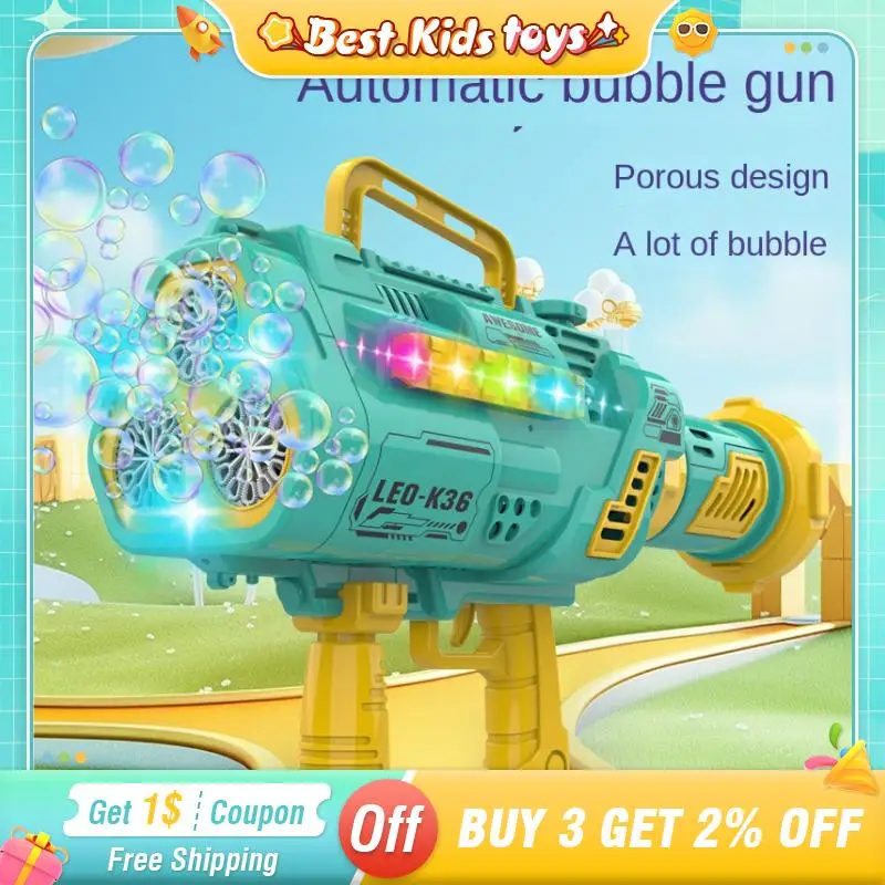 36 Holes Space Handheld Bubble Machine Colorful Light MP5 Full Automatic Electric Soap Bubble Gun Kids Toys Outdoor Wedding Game
36 Holes Space Handheld Bubble Machine Colorful Light MP5 Full Automatic Electric Soap Bubble Gun Kids Toys Outdoor Wedding Game