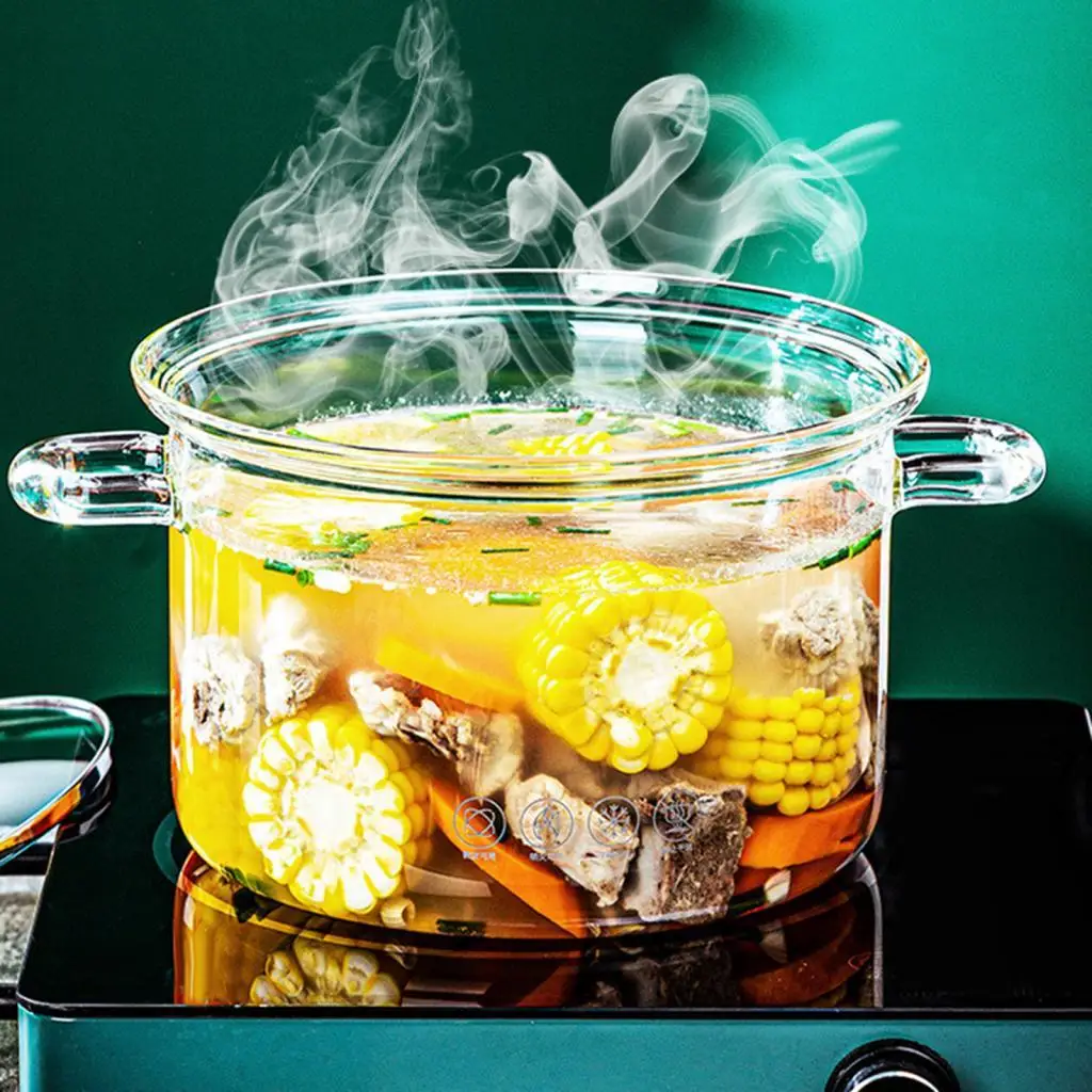 Glass Stovetop Pot with Lid Glass Cookware Simmer Pot Household Supplies
Glass Stovetop Pot with Lid Glass Cookware Simmer Pot Household Supplies
