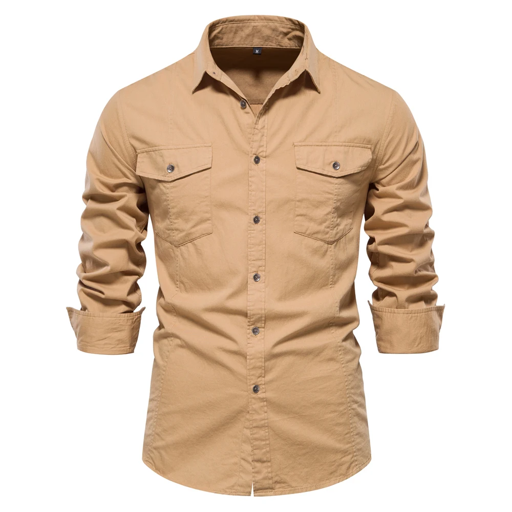 100% Cotton Men‘s Shirt Autumn Solid Color Long Sleeve Pocket Shirts Fahsion Casual Blouse Quality Clothing Cargo Shirts for Men
100% Cotton Men‘s Shirt Autumn Solid Color Long Sleeve Pocket Shirts Fahsion Casual Blouse Quality Clothing Cargo Shirts for Men