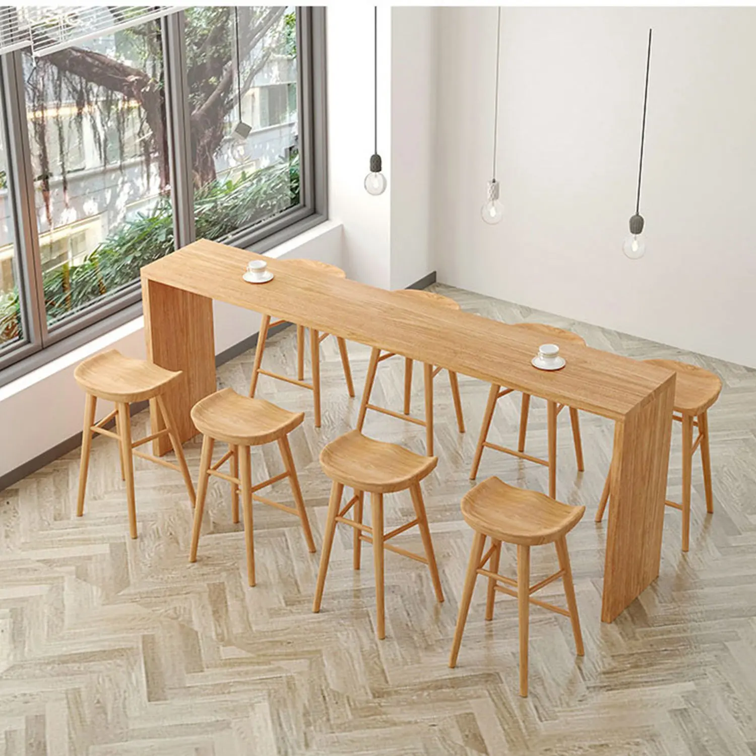 Modern Wood Furniture Juice Drinking Cafe Counter Set Wooden Long Wall Bar Table Stool
Modern Wood Furniture Juice Drinking Cafe Counter Set Wooden Long Wall Bar Table Stool