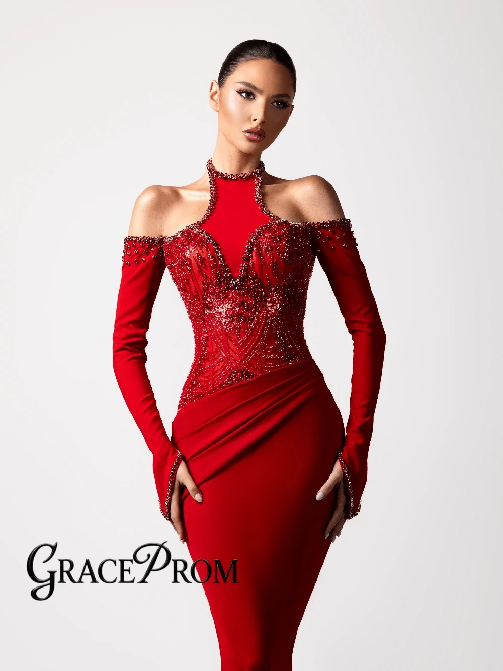 Red Sexy Halter Evening Dress Newest Customized Bodycon Pleated Beaded Cocktail Gown Charming Modern Banquet Galas Women Wear
Red Sexy Halter Evening Dress Newest Customized Bodycon Pleated Beaded Cocktail Gown Charming Modern Banquet Galas Women Wear