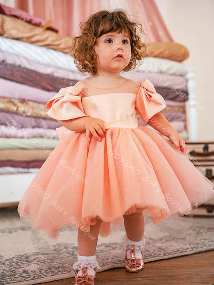 Customized Girls Party Gown Orange Princess Scoop Neck 1/2 Sleeves Tulle Flower Girl Dresses With Bow Tea Length Birthday Dress
Customized Girls Party Gown Orange Princess Scoop Neck 1/2 Sleeves Tulle Flower Girl Dresses With Bow Tea Length Birthday Dress