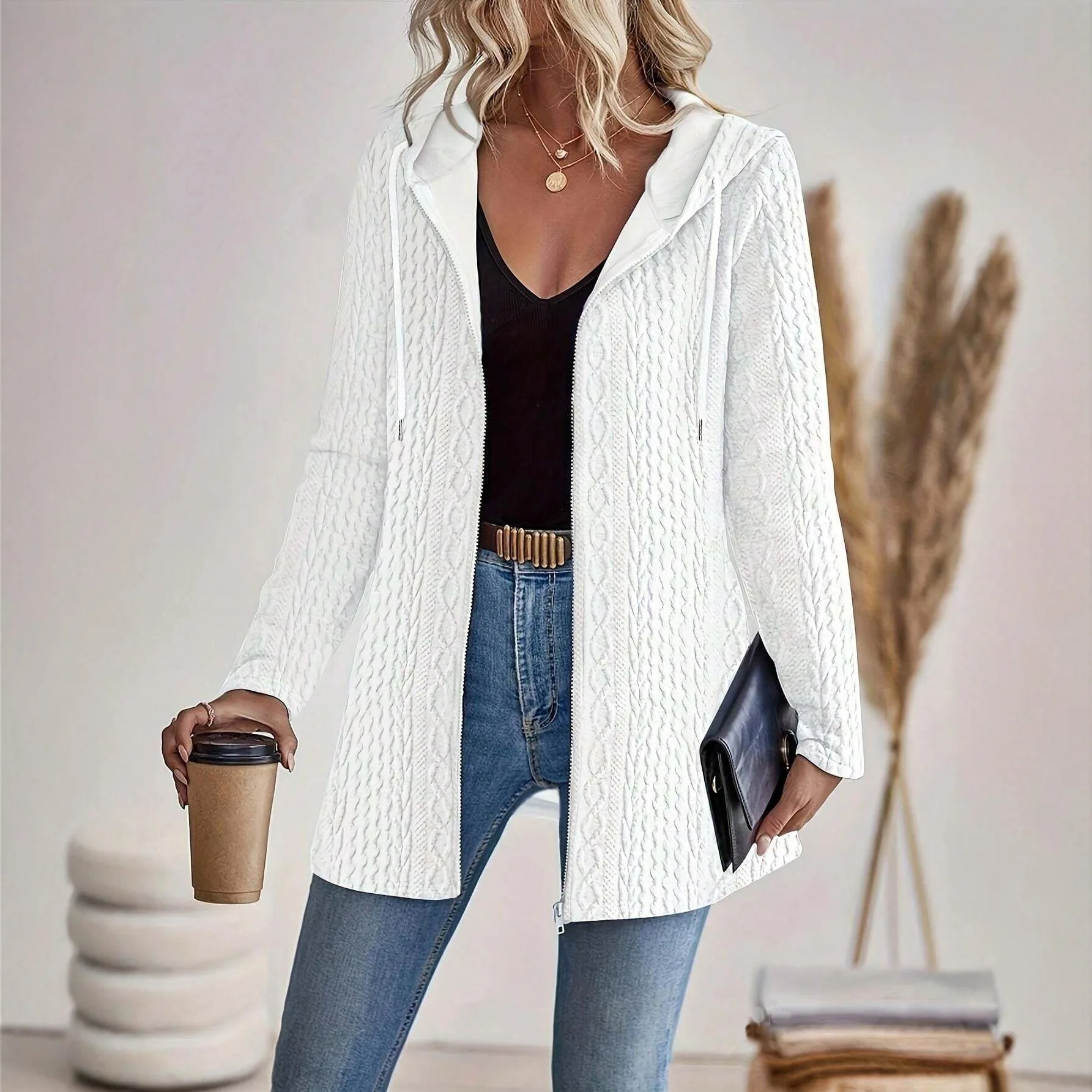 Giacca Da Donna Hooded Solid Color Autumn Winter Versatile Coat Women's Long-sleeved New Zipper Cardigan Sweatshirt Twist Jacket
Giacca Da Donna Hooded Solid Color Autumn Winter Versatile Coat Women's Long-sleeved New Zipper Cardigan Sweatshirt Twist Jacket