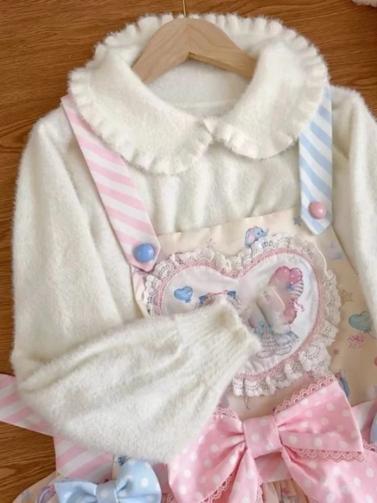 Милый джемпер, вязаные пуловеры для женщин, стиль Лолиты, Sueter Mujer, свитер с воротником Питера Пэна и оборками, модный японский свитер Pull Femme
Милый джемпер, вязаные пуловеры для женщин, стиль Лолиты, Sueter Mujer, свитер с воротником Питера Пэна и оборками, модный японский свитер Pull Femme