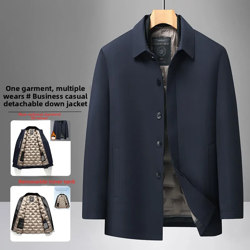 Autumn and Winter New Middle-aged and Elderly Business Removable Liner Down Jacket White Duck Down Dad Jacket Men
Autumn and Winter New Middle-aged and Elderly Business Removable Liner Down Jacket White Duck Down Dad Jacket Men