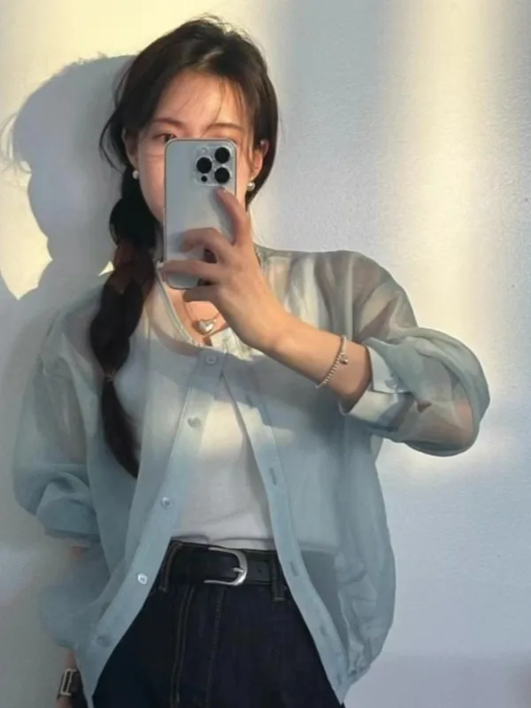 Korean Style Ultra-Thin Long Sleeve Women's Shirt Casual Waist-Cinching Design Sun Protection Fashionable Spring Cardigan
Korean Style Ultra-Thin Long Sleeve Women's Shirt Casual Waist-Cinching Design Sun Protection Fashionable Spring Cardigan