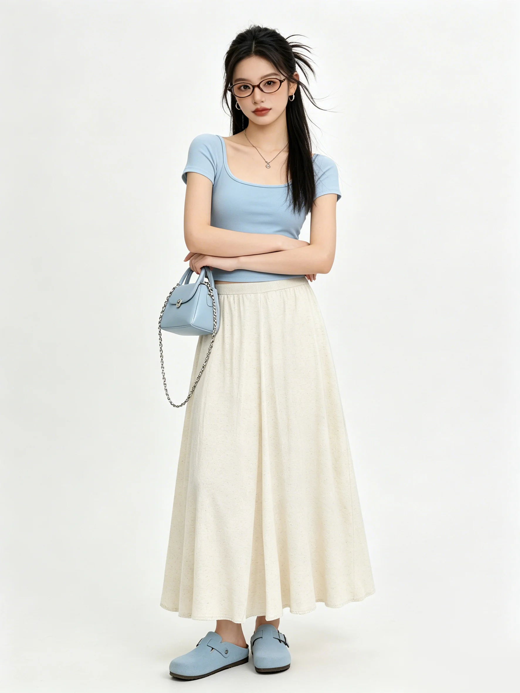 High Waist A-Line Skirt Korean Style Summer Slimming Versatile Long Dress Gentle Wind Skin-friendly Pure Color
High Waist A-Line Skirt Korean Style Summer Slimming Versatile Long Dress Gentle Wind Skin-friendly Pure Color