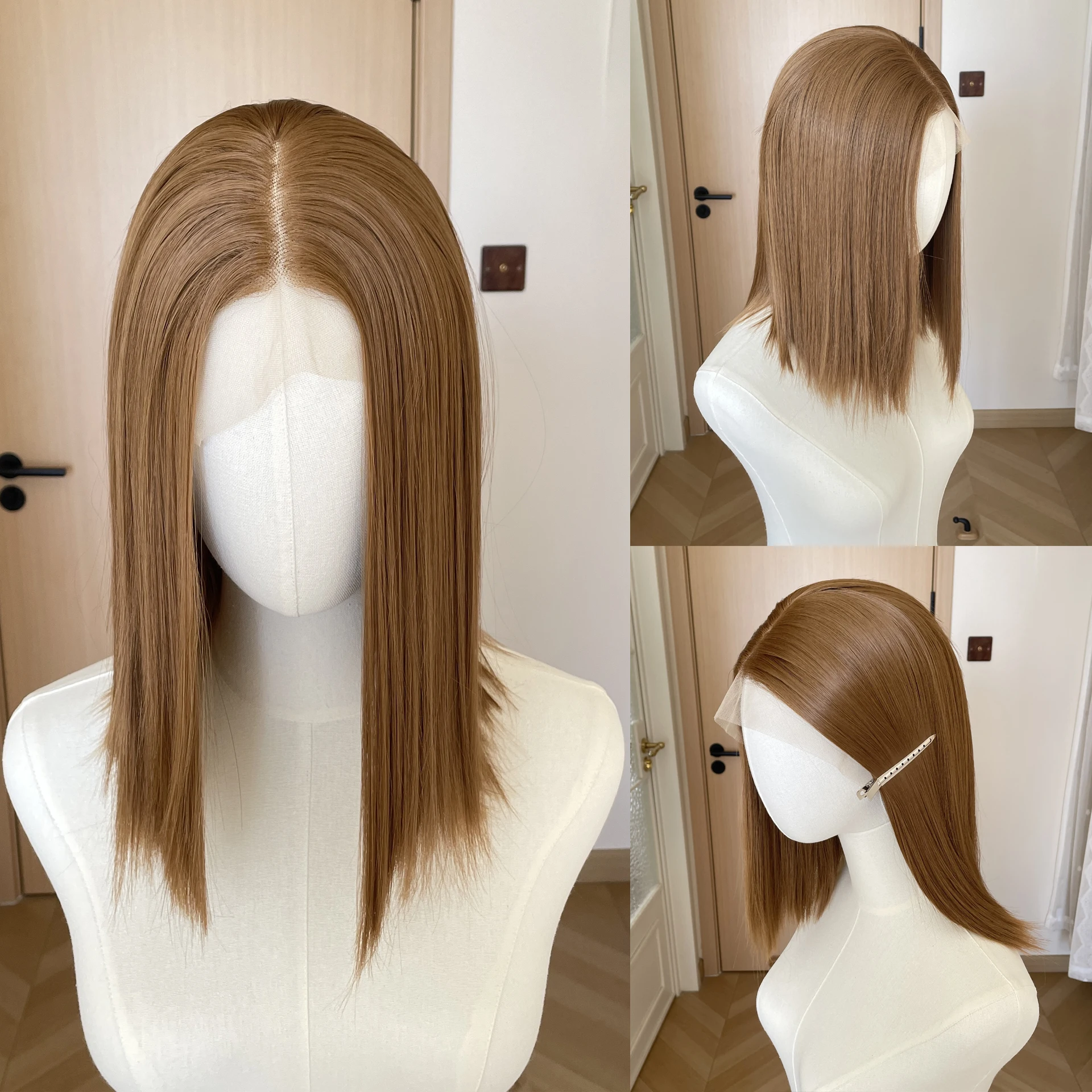 Dark Honey Brown Shoulder Length 13x4 Synthetic Lace Front Wigs Women Middle Part Short Straight Wigs Glueless Wigs 150% Density
Dark Honey Brown Shoulder Length 13x4 Synthetic Lace Front Wigs Women Middle Part Short Straight Wigs Glueless Wigs 150% Density