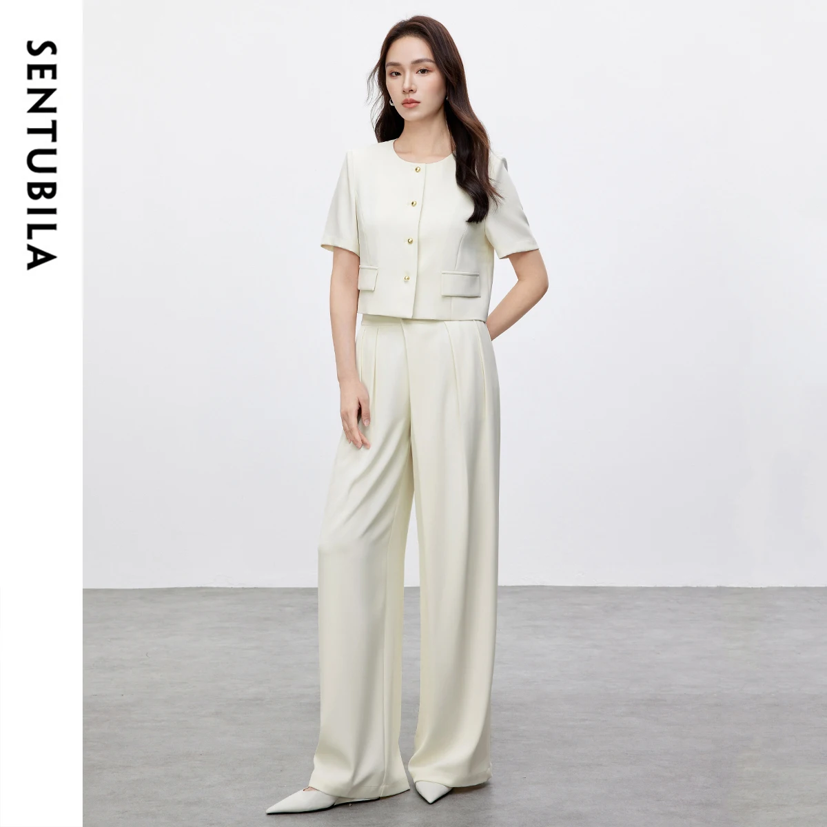 SENTUBILA Women's Pant Sets 2025 Crop Straight Metal Button Jacket Folds High-waist Pant Solid Color New Two Piece Set 152Z59006
SENTUBILA Women's Pant Sets 2025 Crop Straight Metal Button Jacket Folds High-waist Pant Solid Color New Two Piece Set 152Z59006