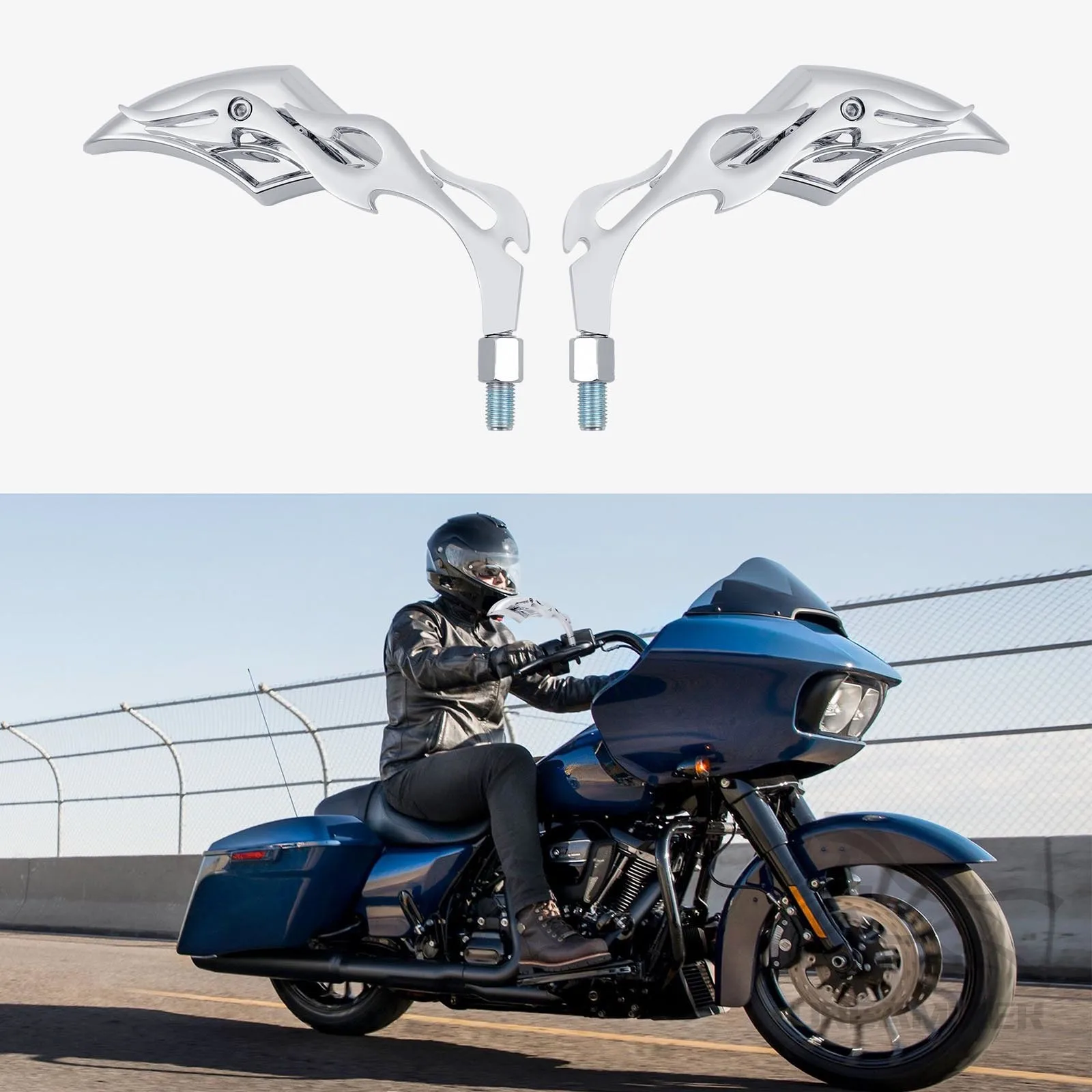 Motorcycle Rear View Mirror 8mm 10mm Flame Shape Side Mirror 360 Degree For Harley Softail Dyna Sportster Street
Motorcycle Rear View Mirror 8mm 10mm Flame Shape Side Mirror 360 Degree For Harley Softail Dyna Sportster Street
