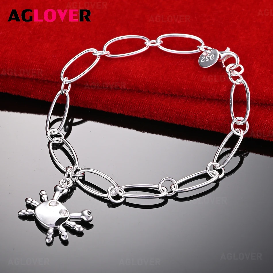 AGLOVER 925 Sterling Silver Crab Pendant Female Oval Chain Bracelet Women Charm Fashion Holiday Gift Jewelry
AGLOVER 925 Sterling Silver Crab Pendant Female Oval Chain Bracelet Women Charm Fashion Holiday Gift Jewelry