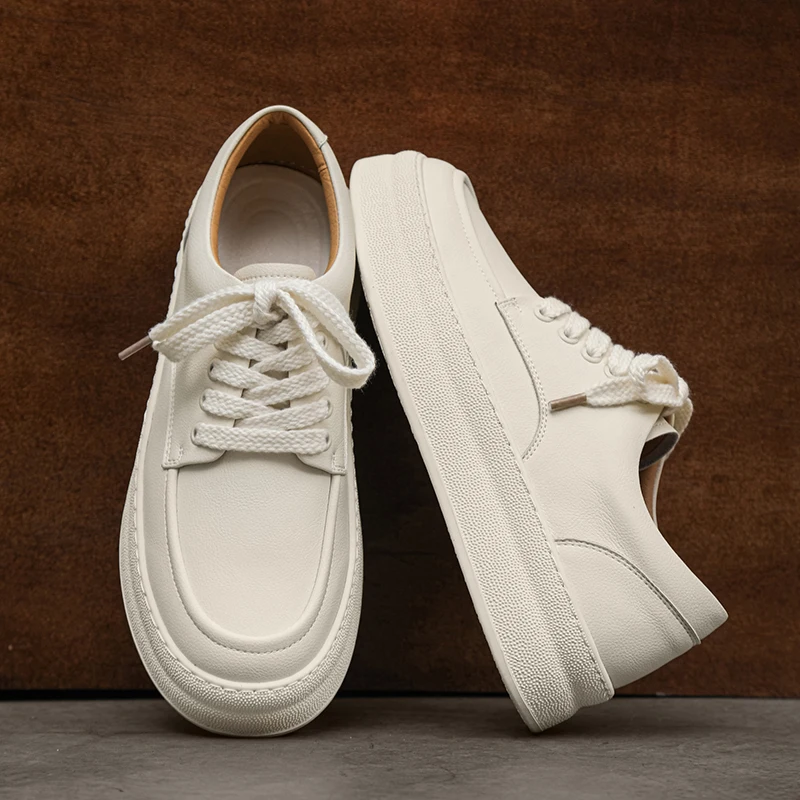 Korean style mens casual white shoes lace-up original leather shoe flats platform sneakers breathable street footwear chaussure
Korean style mens casual white shoes lace-up original leather shoe flats platform sneakers breathable street footwear chaussure
